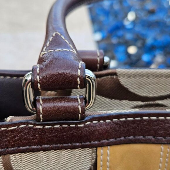 Coach Signature Canvas Satchel/Bag Leopard/Brown, Leather Horsebit Hardware - Picture 12 of 17